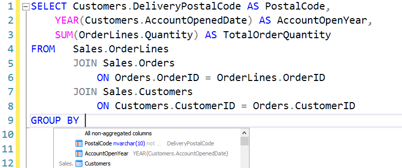 SQL语法提示工具SQL Prompt教程:自动填充GROUP BY子句 SQL语法提示工具SQL Prompt教程:自动填充GROUP BY子句